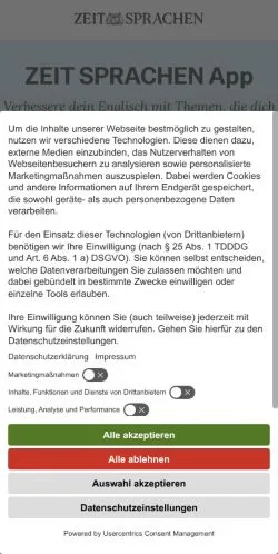Anteprima del sito ZEIT SPRACHEN, media di Germania per articoli sponsorizzati