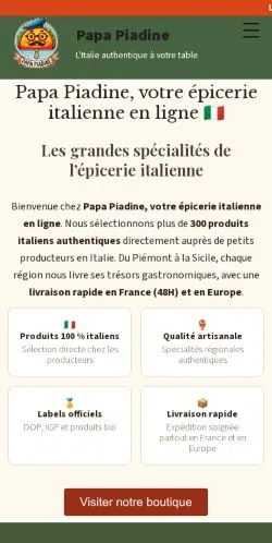 Aperçu du site Papa Piadine, média de France pour articles sponsorisés