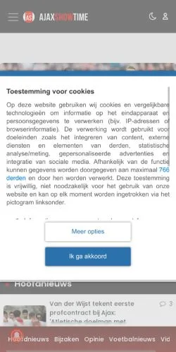 Anteprima del sito Ajax Showtime, media di Paesi Bassi per articoli sponsorizzati