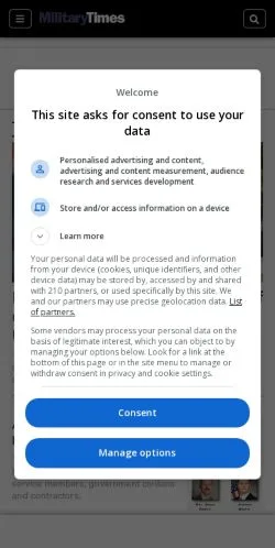 Anteprima del sito Military Times, media di Stati Uniti per articoli sponsorizzati