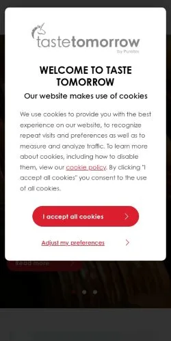 Anteprima del sito Taste Tomorrow, media di Stati Uniti per articoli sponsorizzati