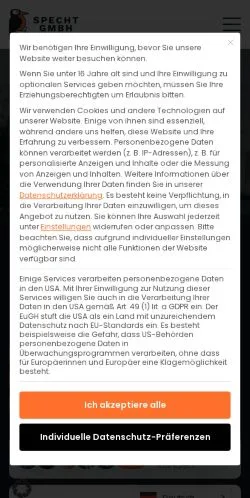 Podgląd witryny Specht GmbH, medium z kraju Niemcy do artykułów sponsorowanych