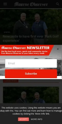 Aperçu du site Mourne Observer, média de Royaume-Uni pour articles sponsorisés