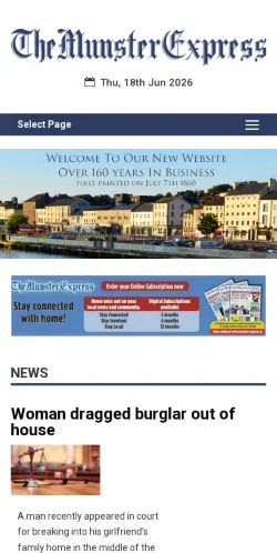 Anteprima del sito The Munster Express, media di Irlanda per articoli sponsorizzati