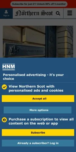 스폰서 기사용 영국 매체 Northern Scot 사이트 미리보기