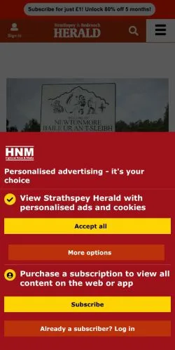 Podgląd witryny Strathspey Herald, medium z kraju Wielka Brytania do artykułów sponsorowanych