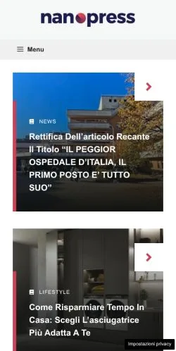 Anteprima del sito Nanopress, media di Italia per articoli sponsorizzati