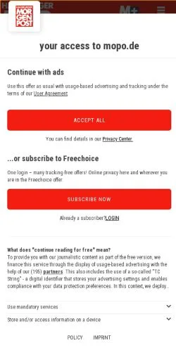 スポンサード記事向けのドイツメディア、MOPOのサイトプレビュー