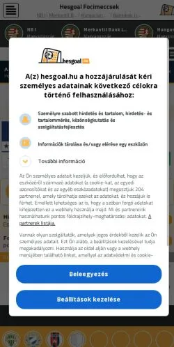 Podgląd witryny Hesgoal Focimeccsek, medium z kraju Węgry do artykułów sponsorowanych