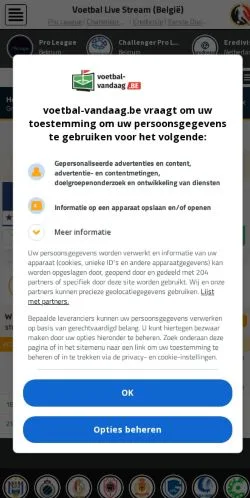 스폰서 기사용 벨기에 매체 Voetbal Vandaag 사이트 미리보기