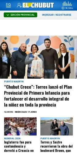스폰서 기사용 아르헨티나 매체 El Chubut 사이트 미리보기
