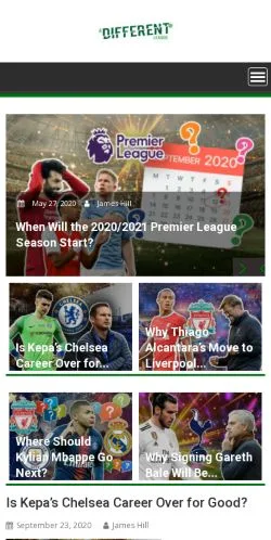 Anteprima del sito A Different League, media di Regno Unito per articoli sponsorizzati
