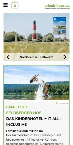 스폰서 기사용 독일 매체 Urlaubstipps 사이트 미리보기