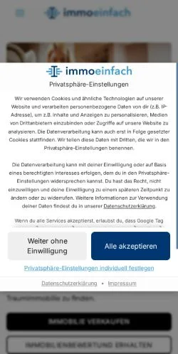 Anteprima del sito ImmoEinfach, media di Germania per articoli sponsorizzati