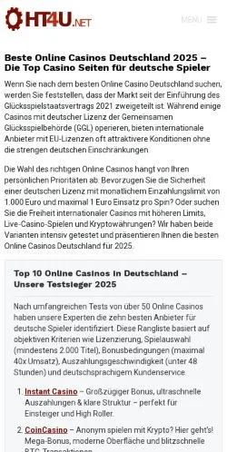 Pré-visualização do site Beste Online Casinos Deutschland 2026, meio de Alemanha para artigos patrocinados