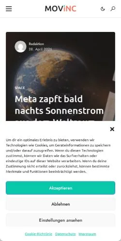 Podgląd witryny MOViNC, medium z kraju Niemcy do artykułów sponsorowanych