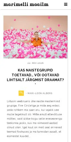Podgląd witryny marimelli maailm, medium z kraju Estonia do artykułów sponsorowanych