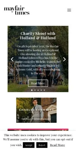 Anteprima del sito Mayfair Times, media di Regno Unito per articoli sponsorizzati