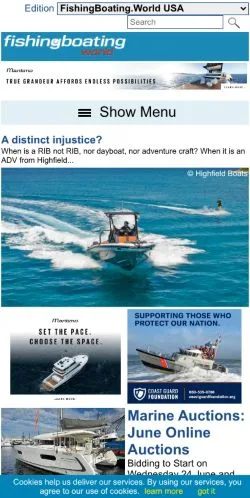 Anteprima del sito Fishing Boating World, media di Stati Uniti per articoli sponsorizzati