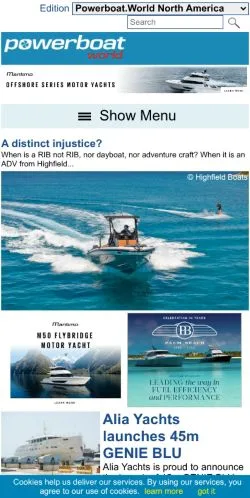 Anteprima del sito Powerboat World, media di Stati Uniti per articoli sponsorizzati