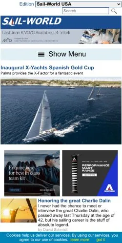 Sponsorlu makaleler için Amerika Birleşik Devletleri medyası Sail World sitesinin önizlemesi