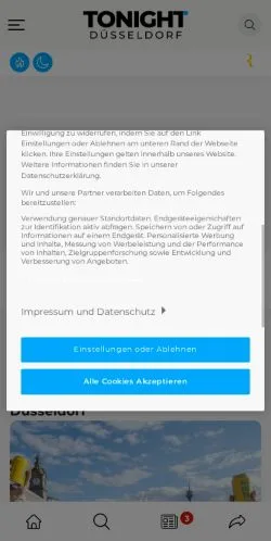 Forhåndsvisning av nettstedet Düsseldorf Tonight, medium fra Tyskland for sponsede artikler