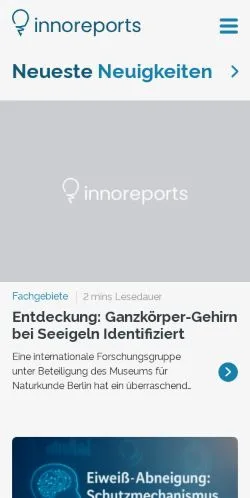 Anteprima del sito Innovations Report, media di Germania per articoli sponsorizzati