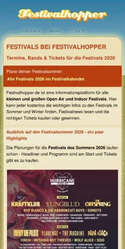 Anteprima del sito Festivalhopper, media di Germania per articoli sponsorizzati