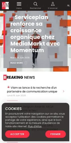 Aperçu du site Media Marketing, média de Belgique pour articles sponsorisés