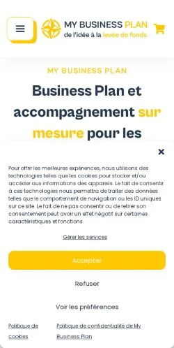 Anteprima del sito My Business Plan, media di Francia per articoli sponsorizzati