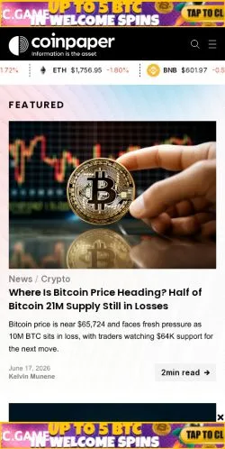 Preview of the Coinpaper website, a media outlet in United States for sponsored articles