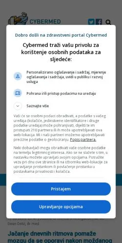 Anteprima del sito Cybermed.hr, media di Croazia per articoli sponsorizzati