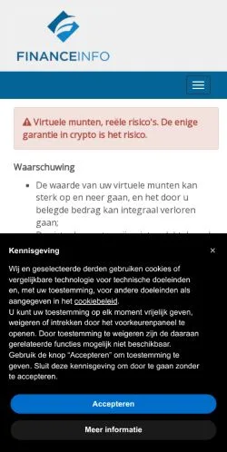 Anteprima del sito FinanceInfo, media di Belgio per articoli sponsorizzati