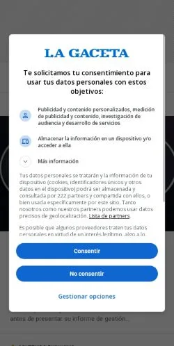 スポンサード記事向けのアルゼンチンメディア、La Gacetaのサイトプレビュー