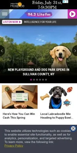 Preview of the 94.3 Lite FM website, a media outlet in United States for sponsored articles
