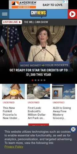 Podgląd witryny CNY News, medium z kraju Stany Zjednoczone do artykułów sponsorowanych