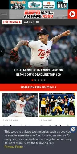 Aperçu du site ESPN KSOO, média de États-Unis pour articles sponsorisés
