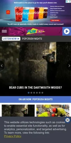 Preview of the Fun 107 website, a media outlet in United States for sponsored articles