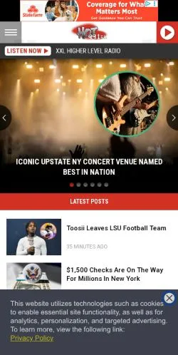 Preview of the Hot 99.1 website, a media outlet in United States for sponsored articles