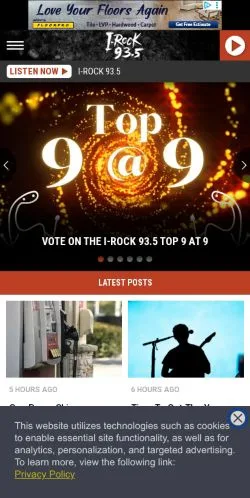Voorbeeld van de site I-Rock 93.5, medium uit Verenigde Staten voor gesponsorde artikelen