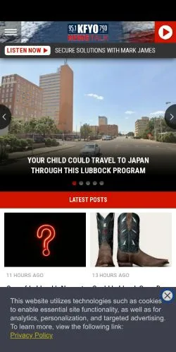 Pré-visualização do site News/Talk KFYO, meio de Estados Unidos para artigos patrocinados