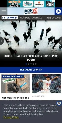 Vorschau der Website Kickin' Country, Medium aus Vereinigte Staaten für gesponserte Artikel
