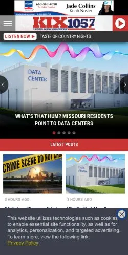 スポンサード記事向けのアメリカ合衆国メディア、105.7 KIX FMのサイトプレビュー