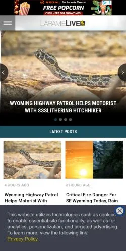 Forhåndsvisning av nettstedet Laramie Live, medium fra USA for sponsede artikler
