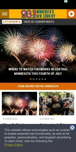 Anteprima del sito Minnesota's New Country, media di Stati Uniti per articoli sponsorizzati