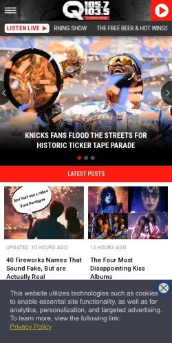 Aperçu du site Q105.7 Classic Rock, média de États-Unis pour articles sponsorisés