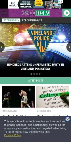 Voorbeeld van de site SoJO 104.9, medium uit Verenigde Staten voor gesponsorde artikelen
