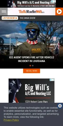 Preview of the TalkRadio 960AM website, a media outlet in United States for sponsored articles