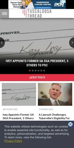 Anteprima del sito Tuscaloosa Thread, media di Stati Uniti per articoli sponsorizzati