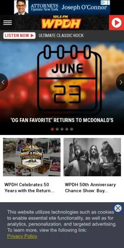 Aperçu du site 101.5 WPDH, média de États-Unis pour articles sponsorisés